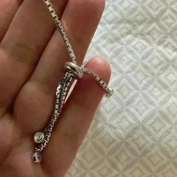 Sterling silver and  turquoises adjustable tennis bracelet - Picture 4 of 5